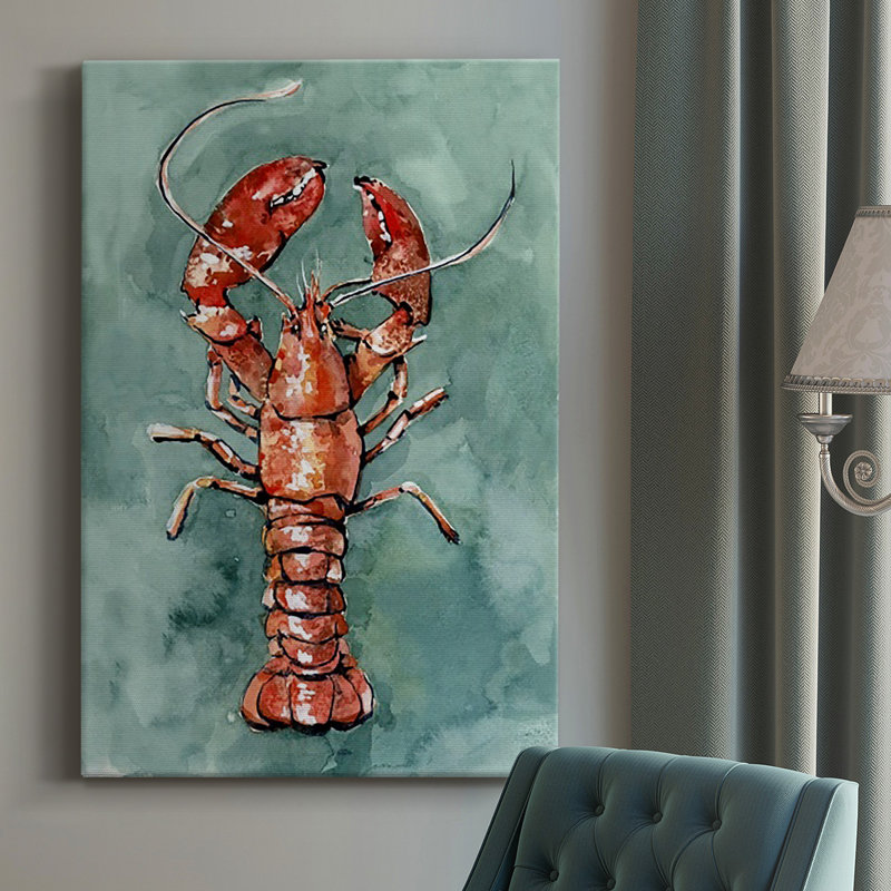 Toile tendue de qualité supérieure Aquatic Lobster II - prête à être accrochée, H 18 po x l 12 po x P 1 po