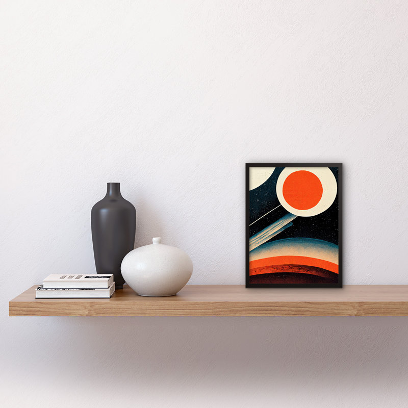 Retro Boho Space Starscape Mid Century - Single Picture Frame Print, 25.9cm H x 20.6cm W x 1.5cm D