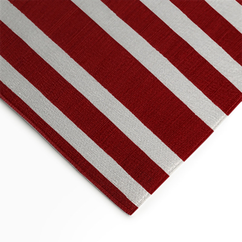 Tapis intérieur / extérieur rouge HorizontalStripes, Rectangle 5 pi x 7 pi