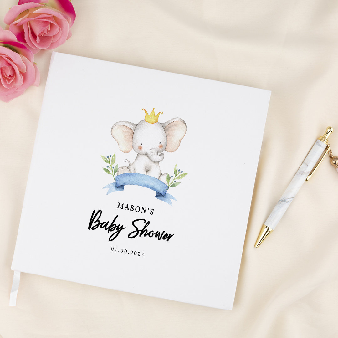 Koyal Wholesale Custom Baby Shower Guestbook With Gold Accents, Baby  Elephant Custom Name, Date, White Guest Sign In Registry 120 Pages 8.5 X  8.5 Memories Book For DIY, Scrapbook, Photo Album | Wayfair, image size:1080x1080