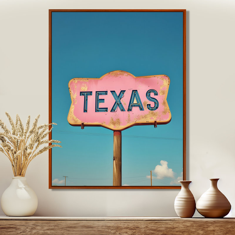 «Texas Road Sign», impression sur toile imprimée au Texas, Toile avec cadre flottant brun, H 32 po x l 16 po x P 1 po