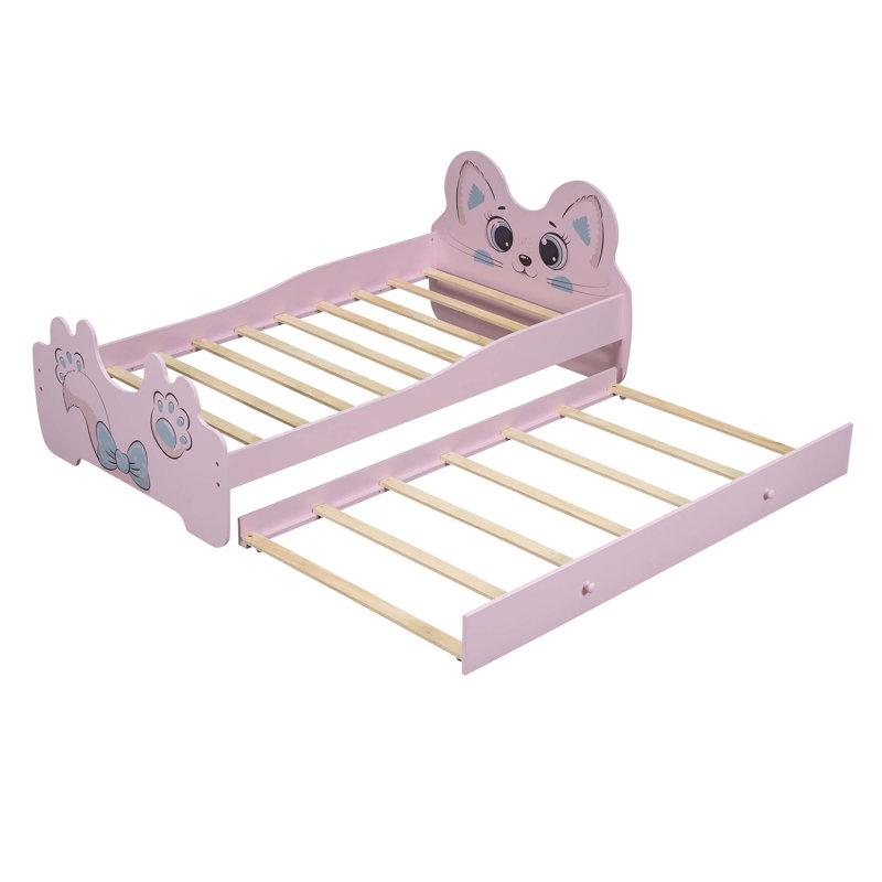 Lit plateforme avec couchette, Rose / bleu