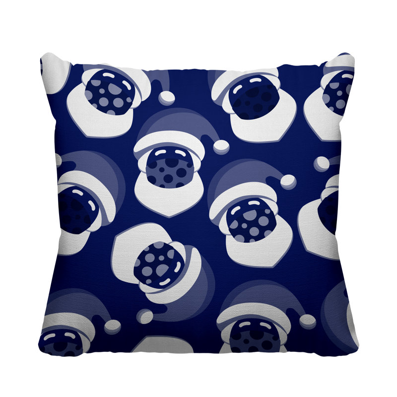 Coussin intérieur / extérieur Santa Claus, L 15 po x H 15 po, Bleu marine