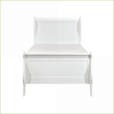 Structure de lit simple en bois Louis Philippe - Finition blanche pour chambre à coucher