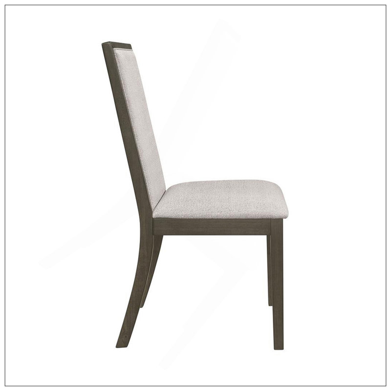 Ensemble de 2 chaises de salle à manger rembourrées en tissu beige avec une finition gris foncé, alliant confort et élégance pour une expérience culinaire luxueuse