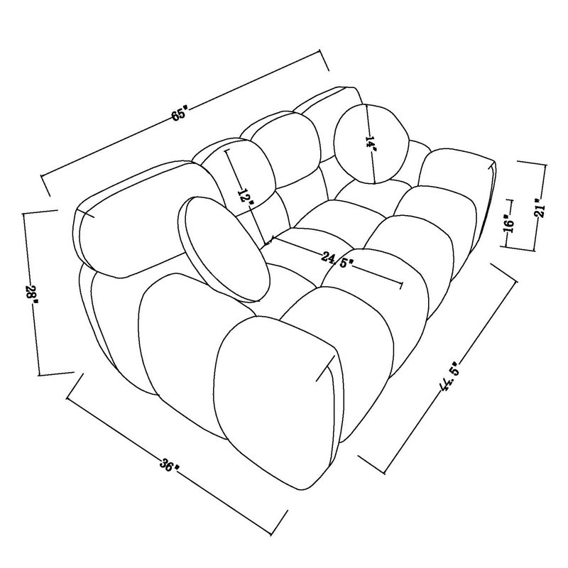 Canapé rembourré 86,5 po Daviya, H 28 po x l 65 po x P 36 po, Beige