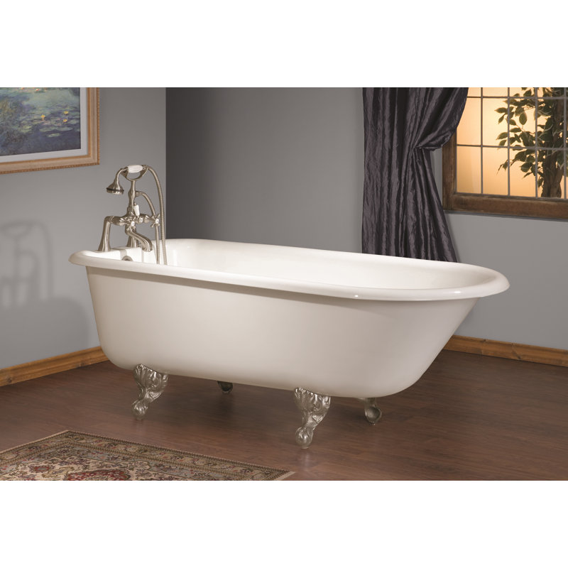 Baignoire de trempage sur pattes 54 po x 30 po Jalivia, Bronze antique, Intérieur blanc et extérieur de couleur personna