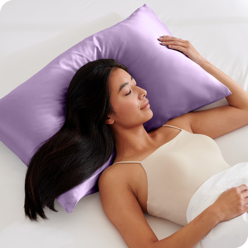 Soft Poly Satin Pillowcase Set, Lavender, Standard Pillowcases