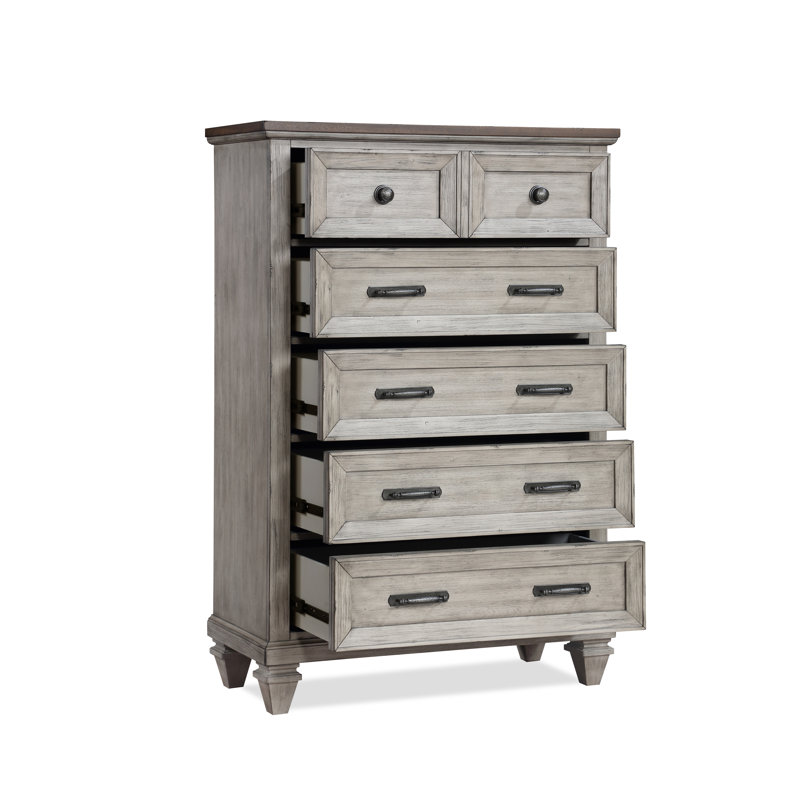 Gurkamal Wood 5-Drawer Chest, Beige