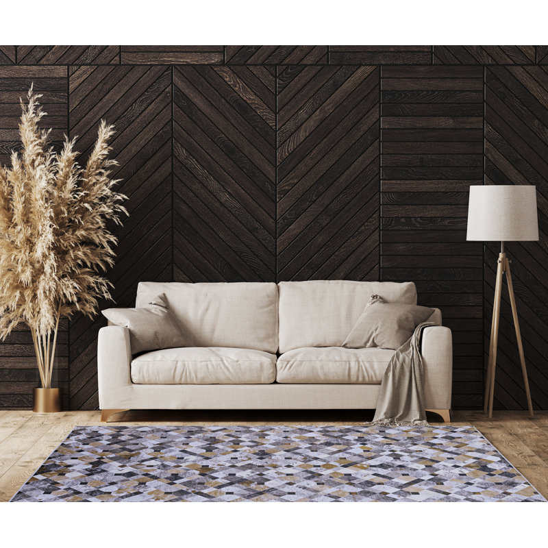 Jahmaal Patchwork Faux Cowhide Brown Printed Area Rug, Rectangle 5' x 7'