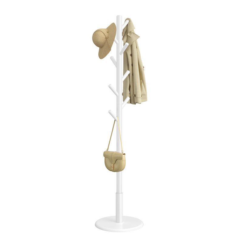 Rubber Freestanding 8 - Hook Coat Rack, White