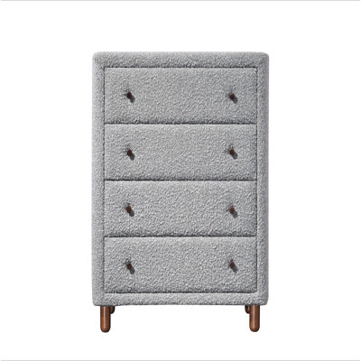 Commode rembourrée 4 tiroirs grise