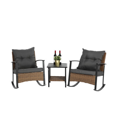Ensemble de chaises berçantes en osier pour l'extérieur, ensemble de 2 chaises berçantes de patio, ensemble de meubles de patio