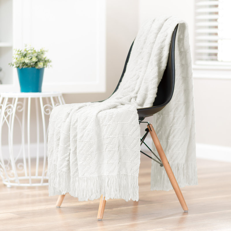 Ivory Faux Fur and Sherpa Reversible Throw Blanket 50" x 65"
