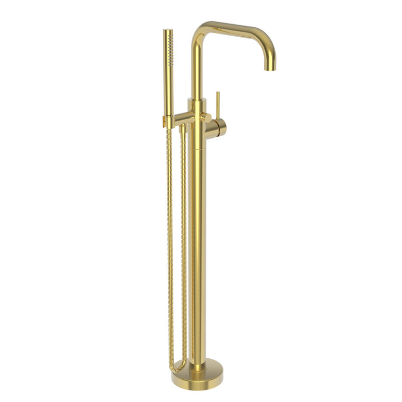 East Square Free Standing Exposed Tub and Hand Shower Set, Polished Gold (PVD)