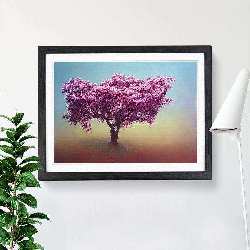 XH1022-7497X Riveting Blossom Tree - Single Picture Frame Painting, 46cm H x 64cm W x 2cm D, Black 