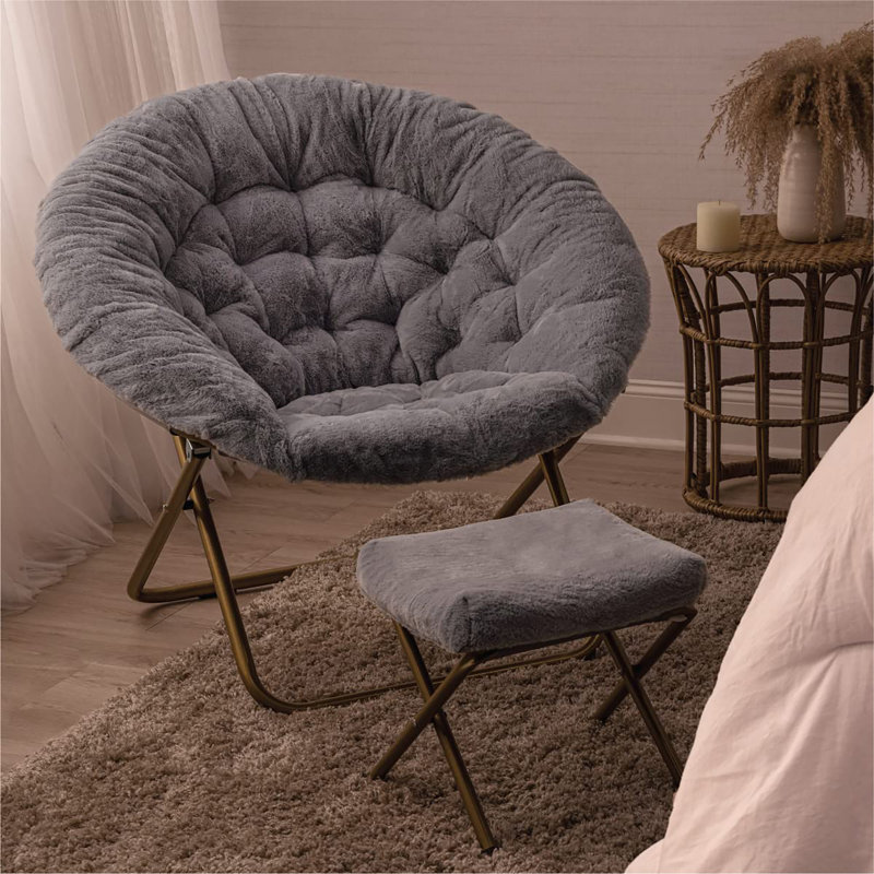 Fauteuil à soucoupe avec repose-pieds, Gris