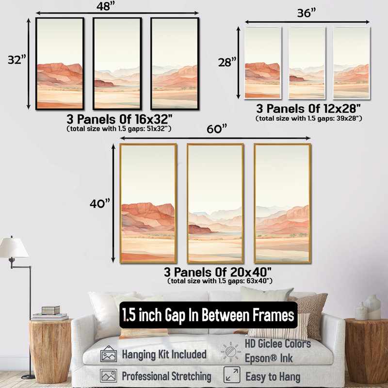 Minimalism Canyon View I - Canyon Wall Decor Set, 28" H x 36" W x 1" D, Black Floater Framed
