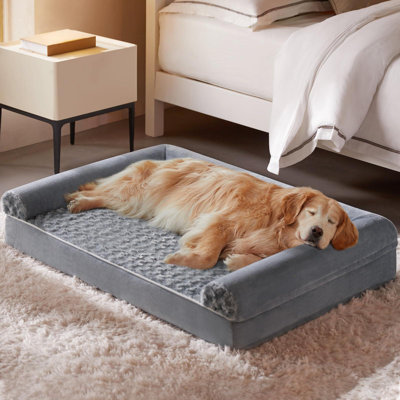 Lit pour chien, lit pour chien imperméable avec housse amovible et lavable, gris