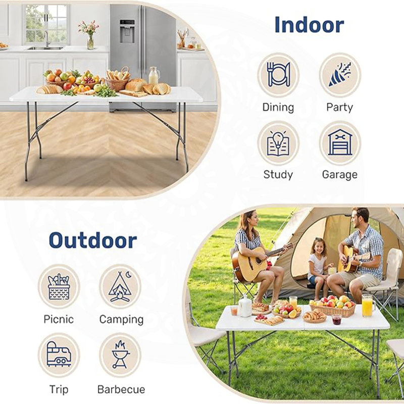 Portable Heavy-Duty Folding Table for Various Occasions and Easy Storage
