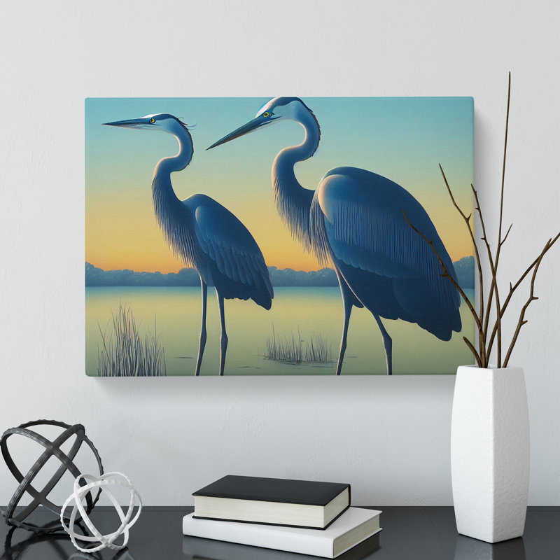 Two Heron Birds - Wrapped Canvas, 50cm H x 76cm W x 3cm D