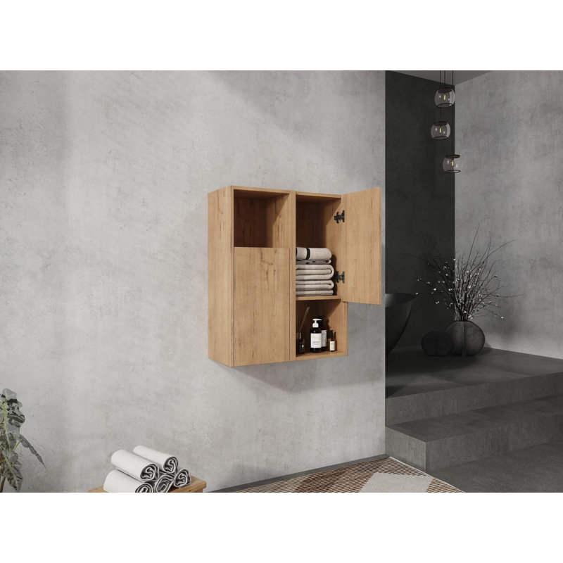 24-Inch Float Mounting Bathroom Side Cabinet With Soft Close Doors