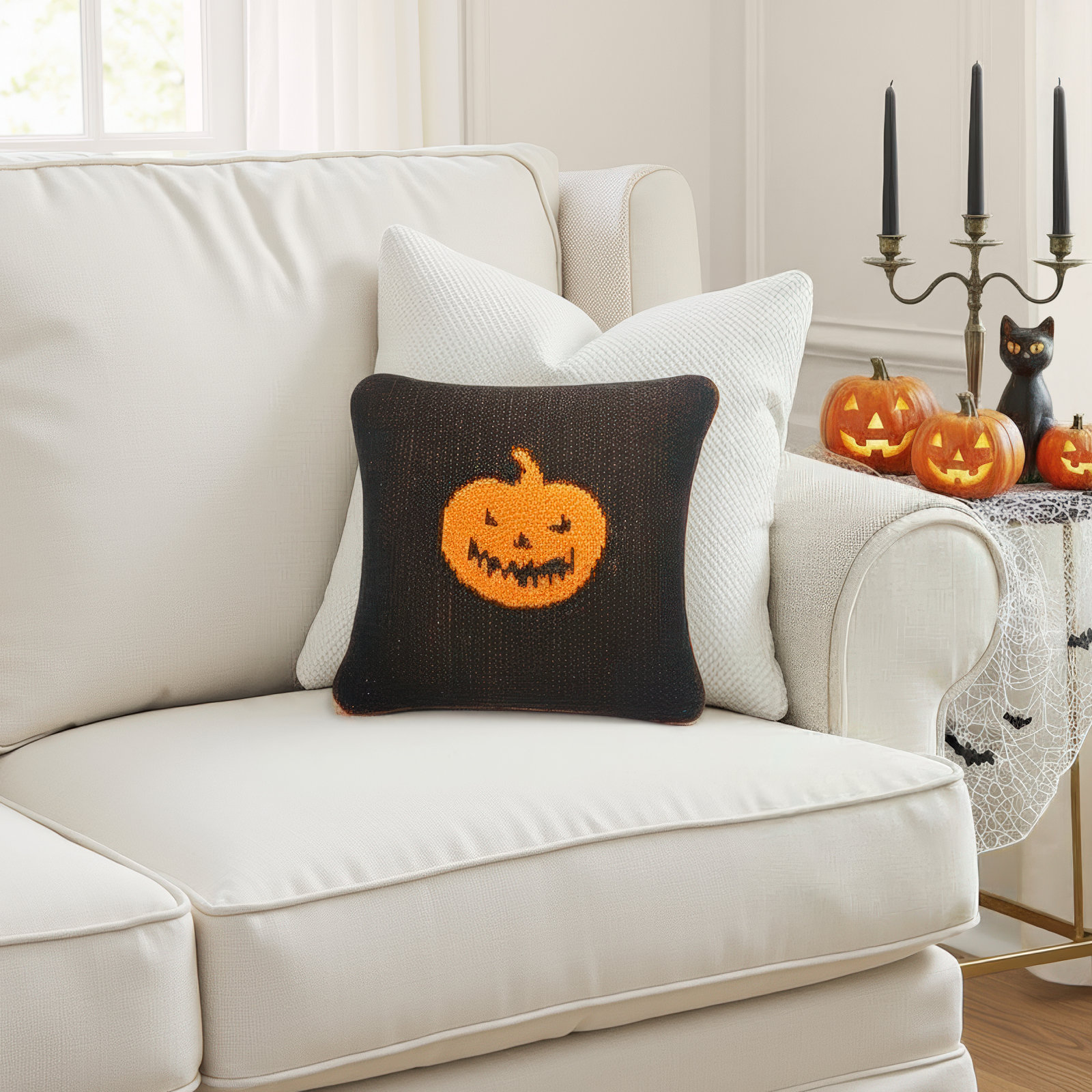 10" x 10" Pumpkin Cotton Throw Pillow