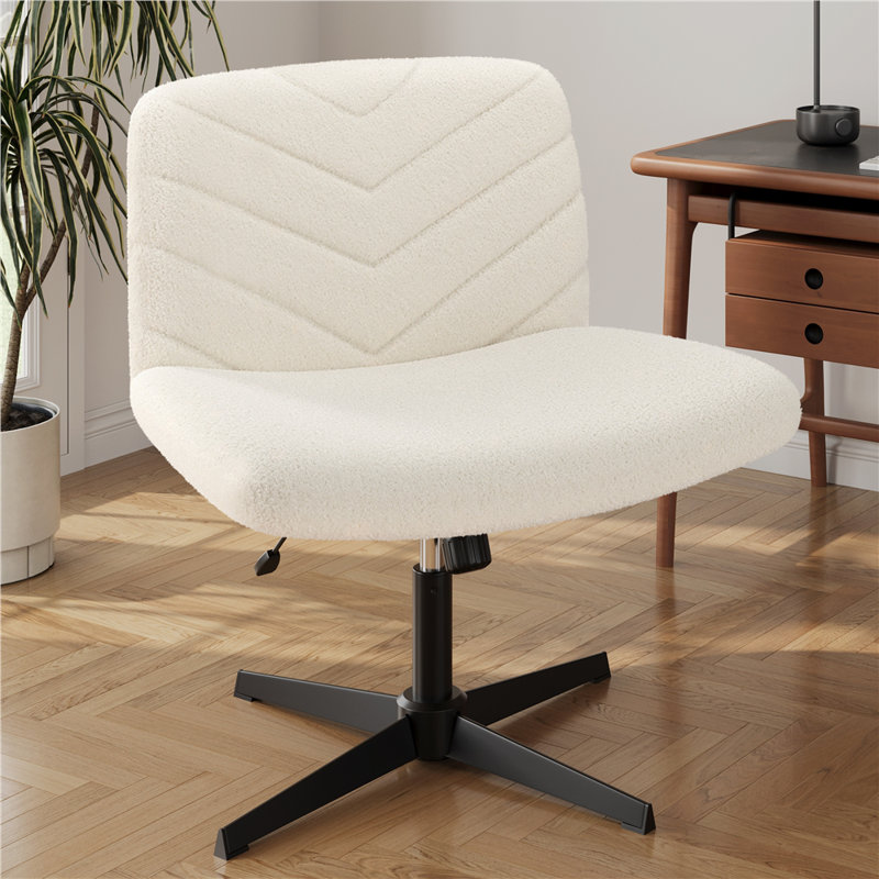 Chaise de bureau pivotante à pieds croisés sans accoudoirs, Ivory