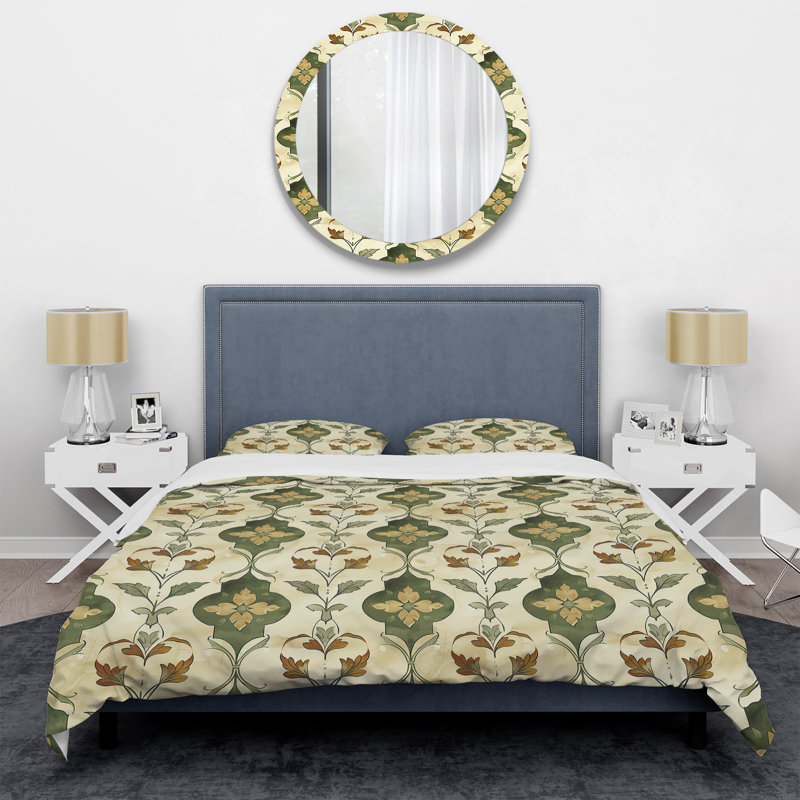 Ensemble de housse de couette moderne à motif de treillis brun et vert I, Housse de couette très grand et 2 très grandes t