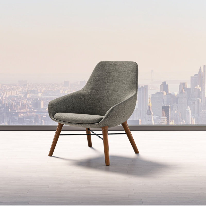 Fauteuil rembourré Lilly de 9 à 5 places Lilly, Revêtement en mélange de polyester gris, Noyer