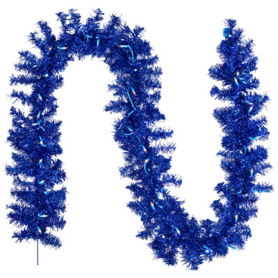 Pre-Lit Artificial Tinsel Christmas Garland - 9' X 8" - Clear Lights