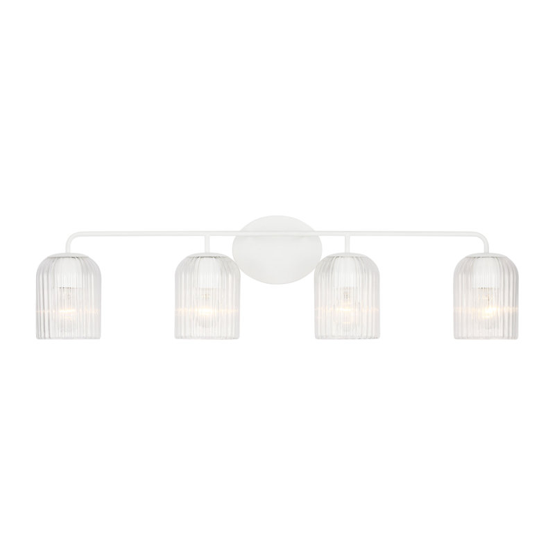 Grand meuble-lavabo Eisele de Génération Éclairage , Blanc mat, H 8,75 po x l 33,75 po x P 6 po, Quatre lumières