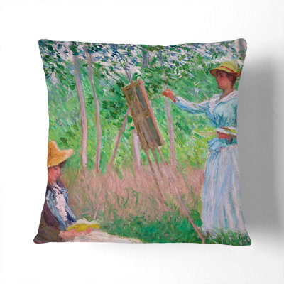 In The Woods At Giverny Square Throw Cushion