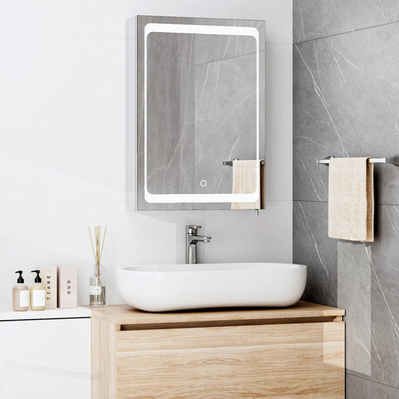 Holtz Surface Mirrored Bathroom Cabinets with Mirror and 2