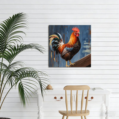 Portrait de coq vibrant, sans cadre, toile murale, 16 x 16