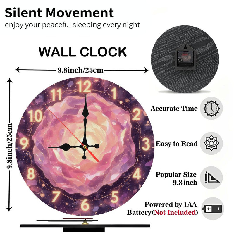 Horloge chiffres brillants vortex cosmique