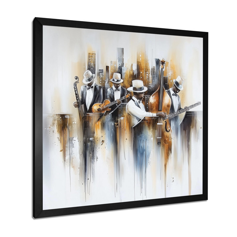Abstrait Musiciens dans le studio III, Reproduction encadrée, H 30 po x l 30 po, Noir