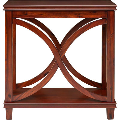 Solid Wood Rectangle Decorative Console Table, 2-tier Side Table With X-design Design, Cherry