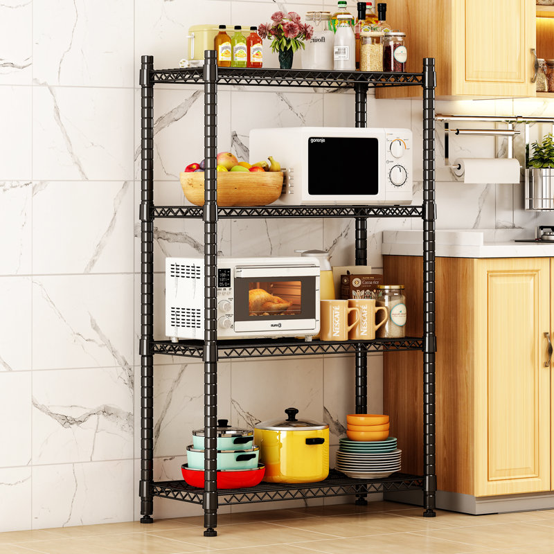 4 Tier Shelving Unit,Heavy-Duty Height Adjustable Storage Rack 1300 LBS Capacity with Adjustable Feet ,Metal Storage Shelves Wire Shelf for Kitchen Garage Laundry ,13.77"D x 35.43"W x 54.33"H