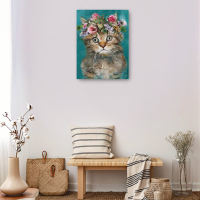 Flower Power Kitty III by Studio Arts Canvas Art Print