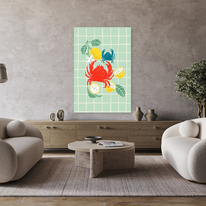 Crabs et citrons vibrants, H 48 po x l 32 po