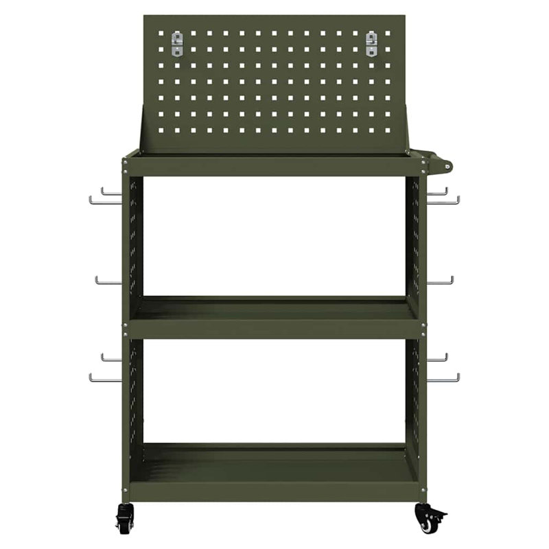 Tool Trolley Manual 65 X 35 X 111 Cm Cold-Rolded Steel, Olive Green