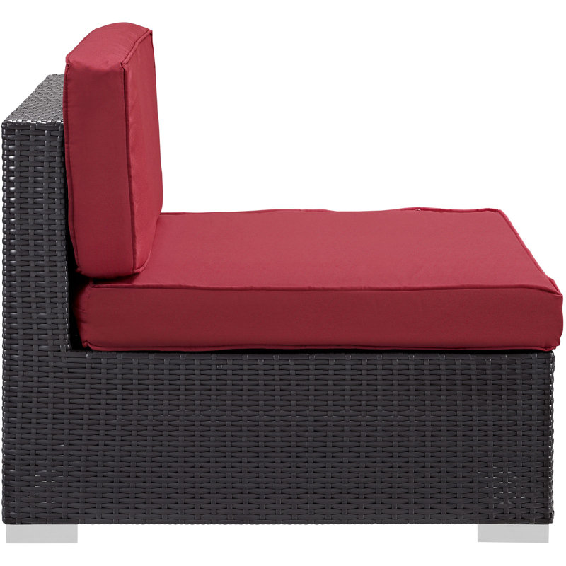 Canapé modulaire d'extérieur sans accoudoirs avec coussins Modway, Rouge