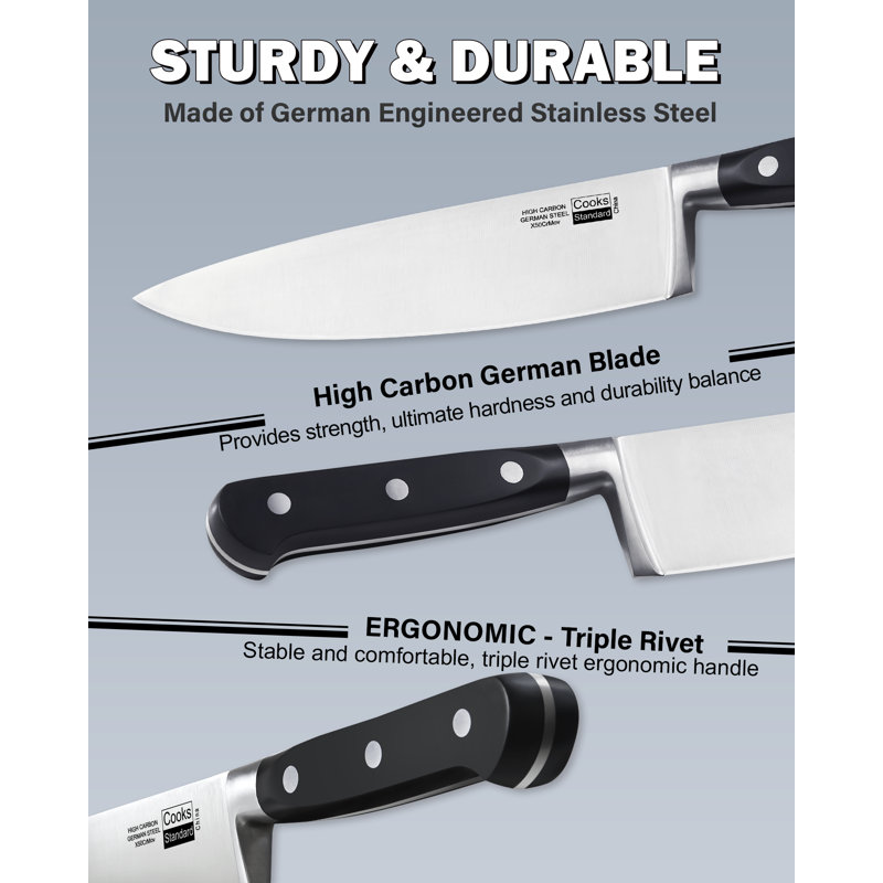 Cooks Standard High Carbon Stainless Steel Kitchen Knife Set with Block 12-Piece