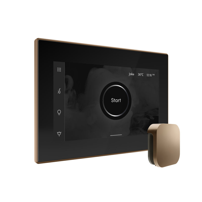 Ensemble de commande de douche à vapeur Xdream avec contrôle iSteamX et tête de vapeur linéaire, Noir / bronze nouveau