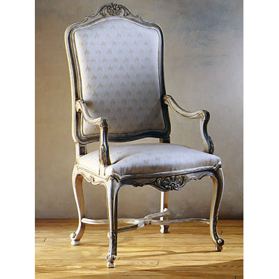 Upholstered Arm Chair in Brushed White Lacquer