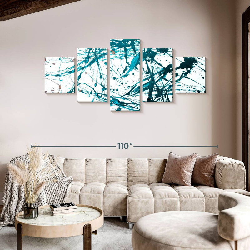 Avery Teal Abstract, 42" H x 92" W