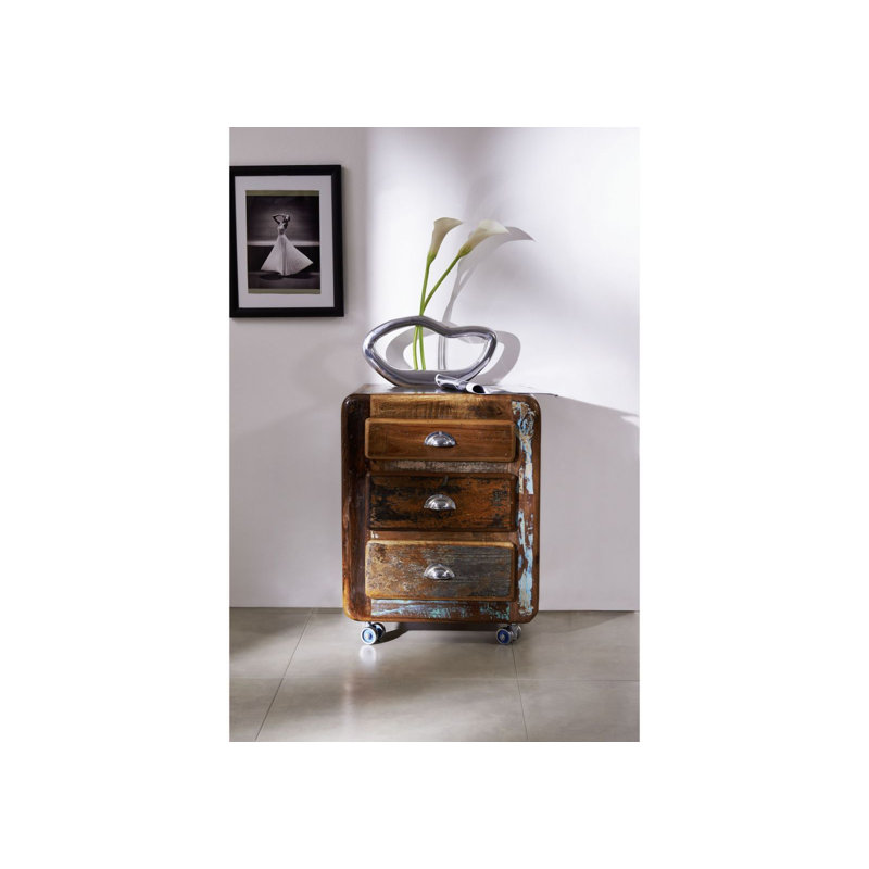 Freezy 55cm Wide 3 -Drawer Mobile Solid Wood File Cabinet
