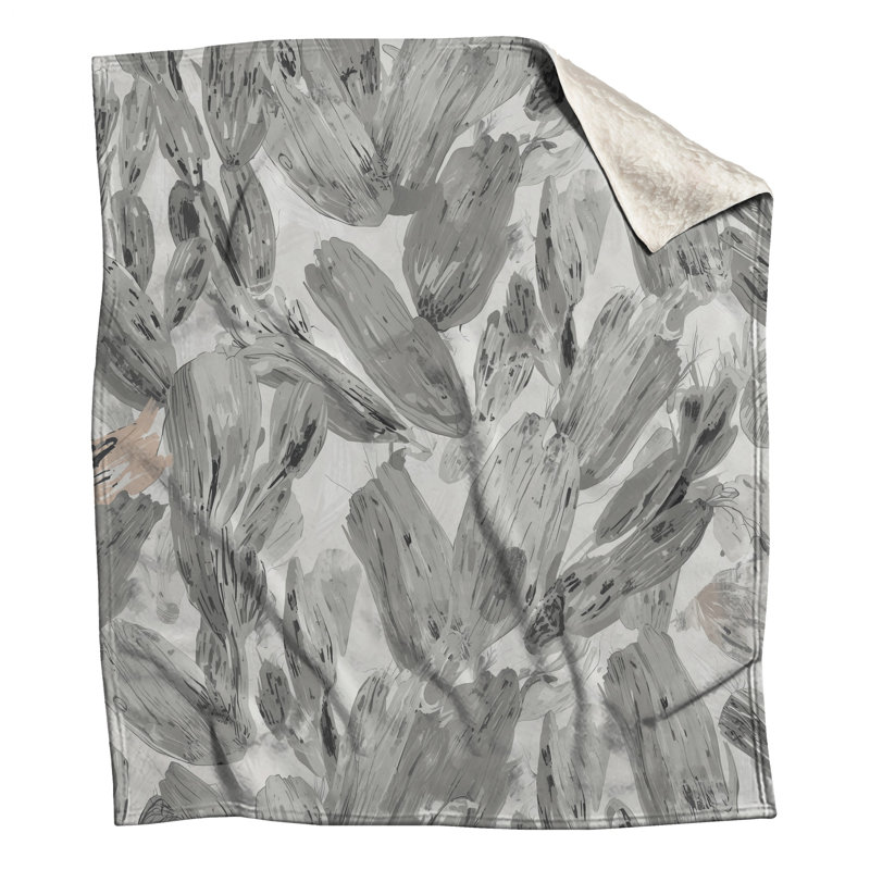Monochrome Cactus Pattern Blankets, 60in W x 80in H