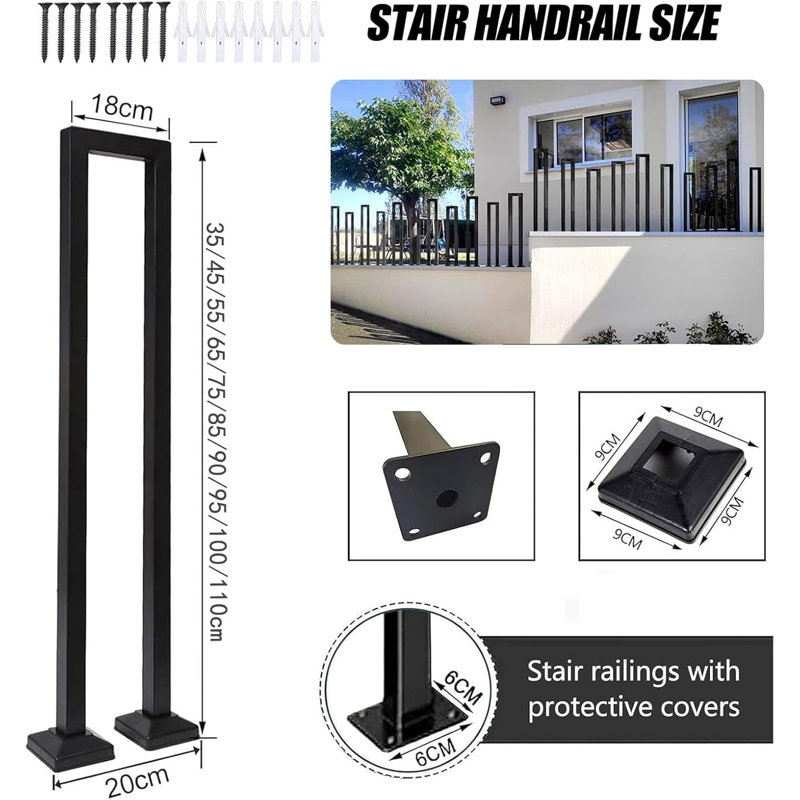 Metal Porch And Stair Railings, 38cm H x 8cm W